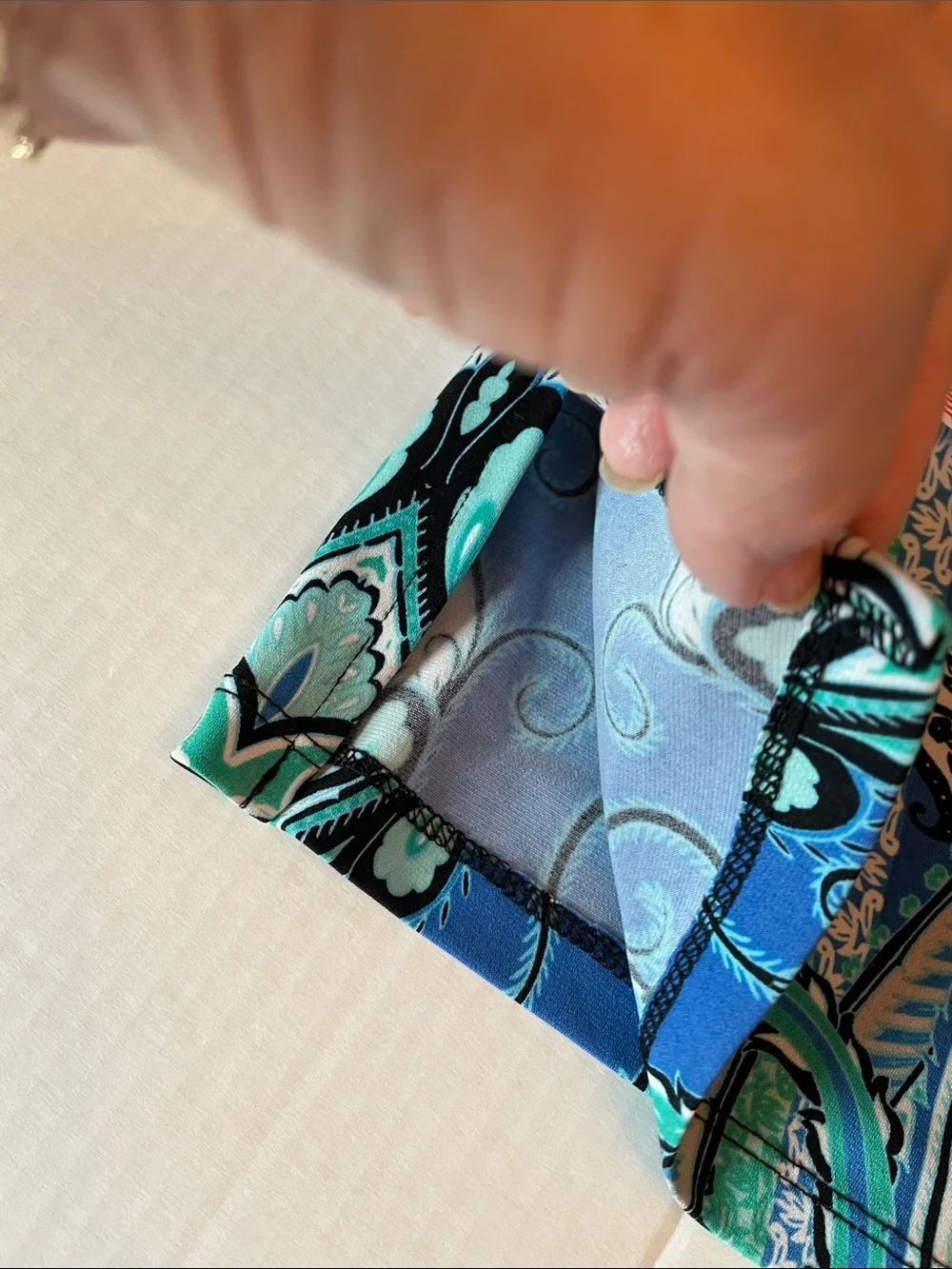 JM Collection Blue, Teal & Black Sequin V-Neck Blouse - Picture 4 of 9